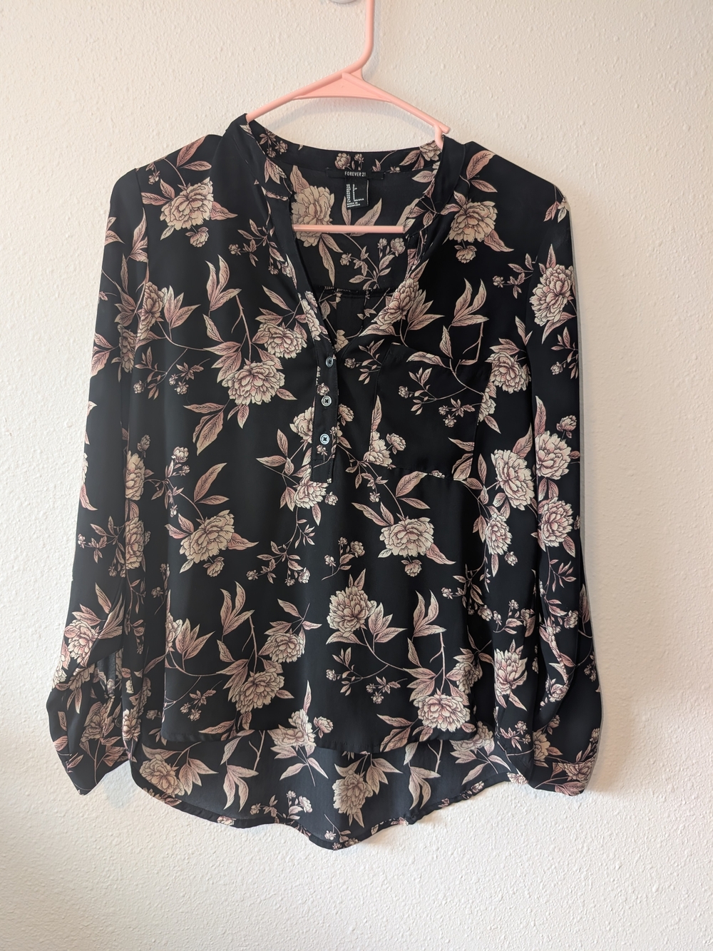 Forever 21 Black Blush Floral Blouse
